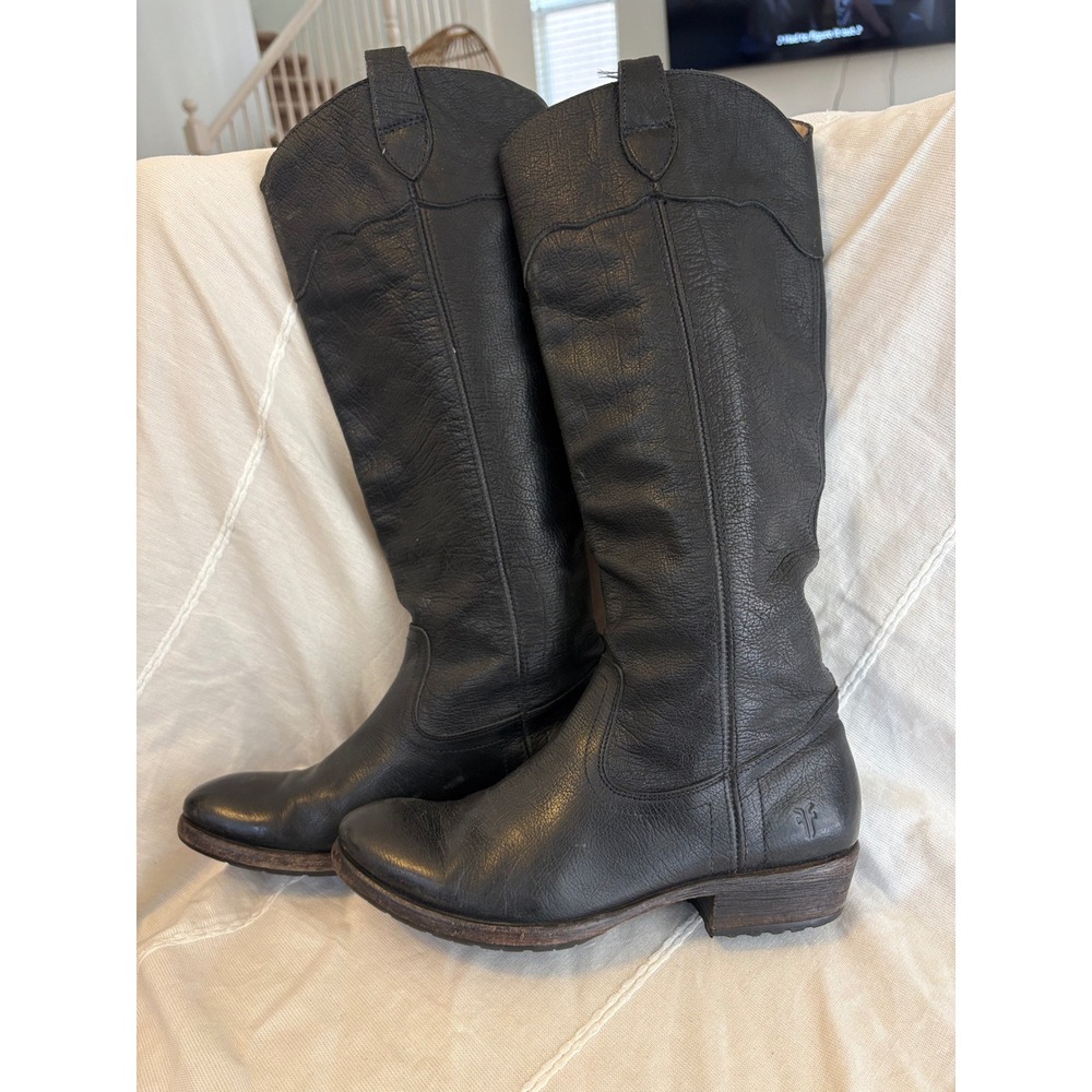 Frye‎ Womens Melissa Tall Black Leather Western Riding Boots 6.5B